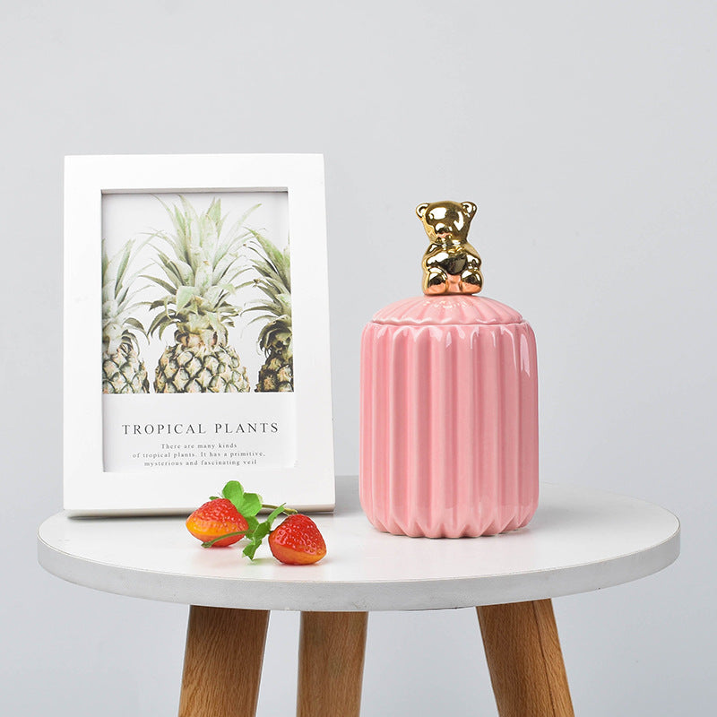 Nordic creative ceramic craftsmanship electroplating home decoration sealed jar wedding gift storage box storage jar with souvenir