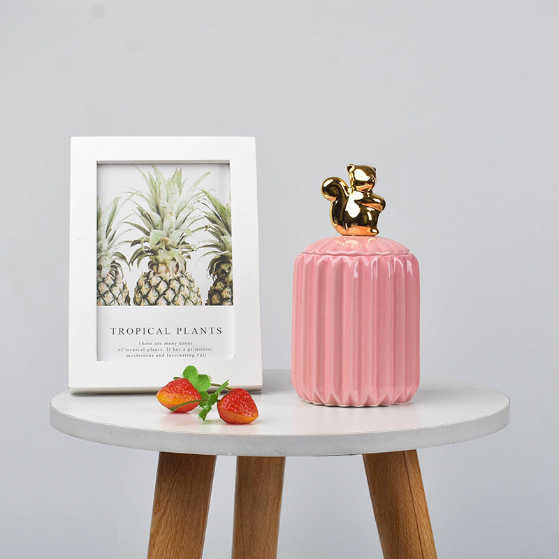 Nordic creative ceramic craftsmanship electroplating home decoration sealed jar wedding gift storage box storage jar with souvenir