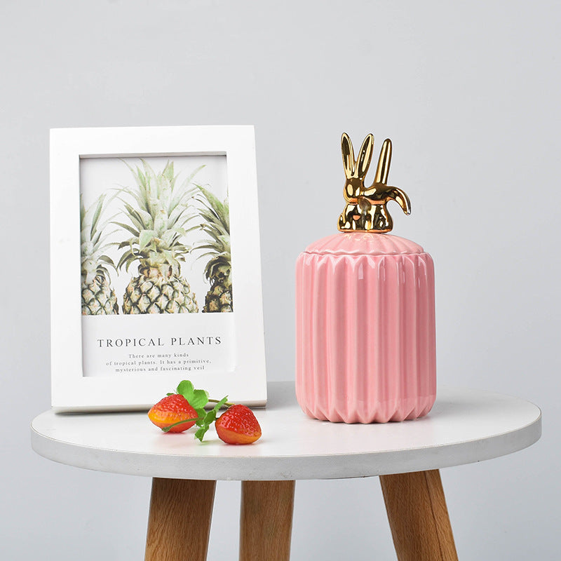 Nordic creative ceramic craftsmanship electroplating home decoration sealed jar wedding gift storage box storage jar with souvenir