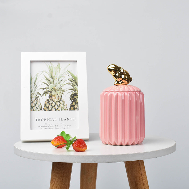 Nordic creative ceramic craftsmanship electroplating home decoration sealed jar wedding gift storage box storage jar with souvenir