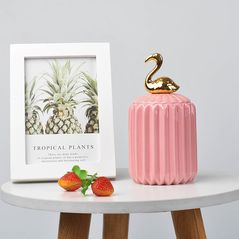 Nordic creative ceramic craftsmanship electroplating home decoration sealed jar wedding gift storage box storage jar with souvenir