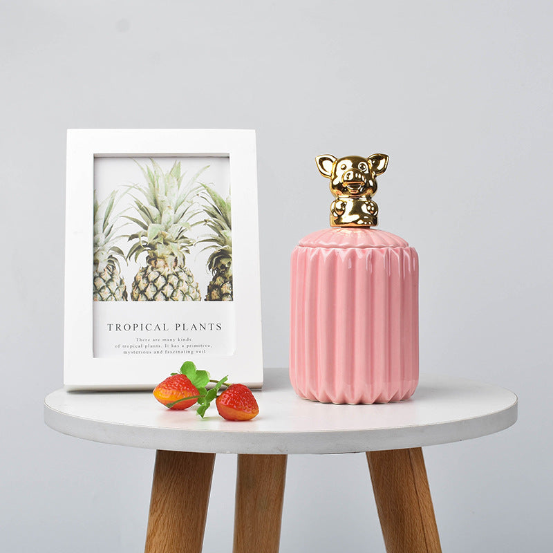 Nordic creative ceramic craftsmanship electroplating home decoration sealed jar wedding gift storage box storage jar with souvenir