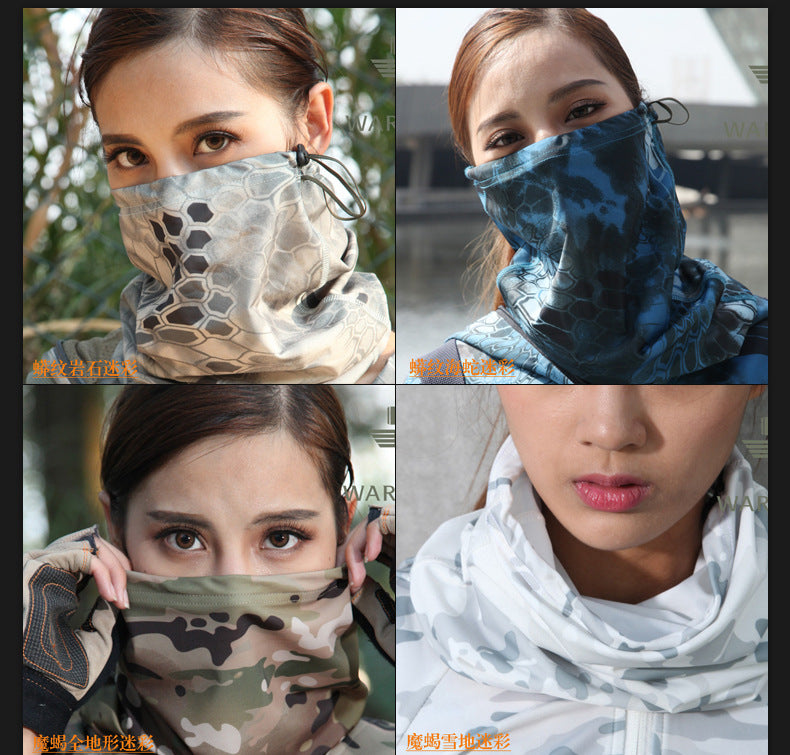 Cross-border source manufacturer chiefs bib outdoor sports camouflage bib elastic and quick-drying sunscreen ice silk magic scarf