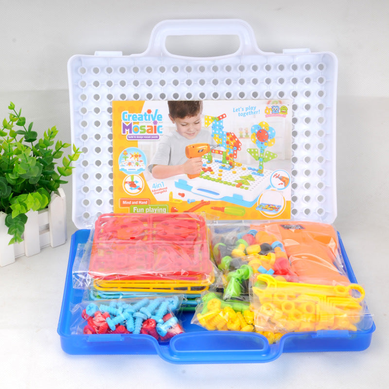 Puzzle early education diy children's electric toy electric drill screw disassembly combination building blocks build assembly assortment