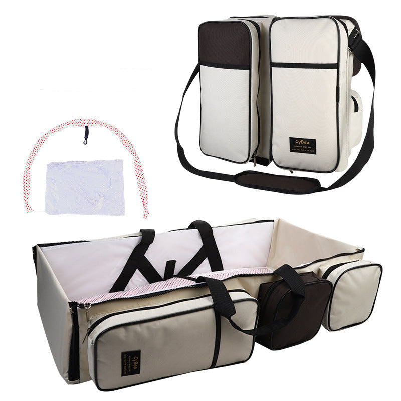 One-shoulder mommy bag baby multifunctional folding bed portable portable maternal and child bag mosquito net travel crib bed