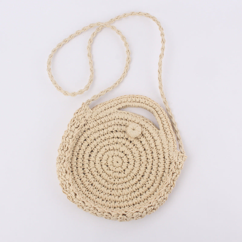 Factory direct sale ins new holiday beach woven bag round single-shoulder dual-use versatile leisure straw woven bag