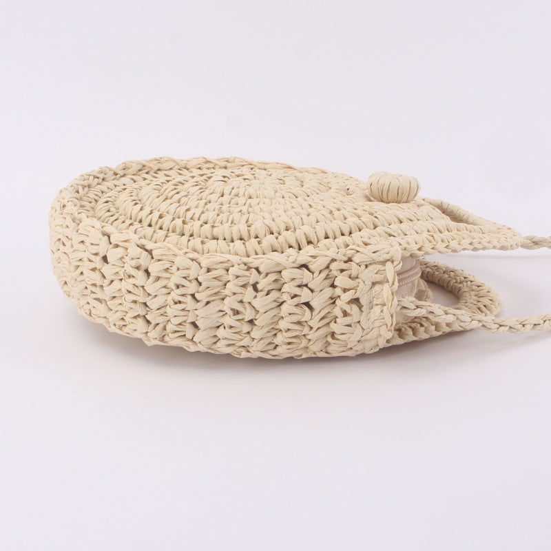 Factory direct sale ins new holiday beach woven bag round single-shoulder dual-use versatile leisure straw woven bag