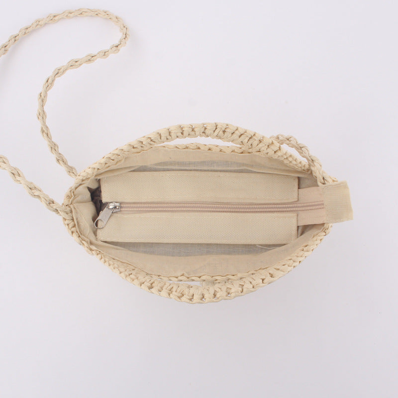 Factory direct sale ins new holiday beach woven bag round single-shoulder dual-use versatile leisure straw woven bag