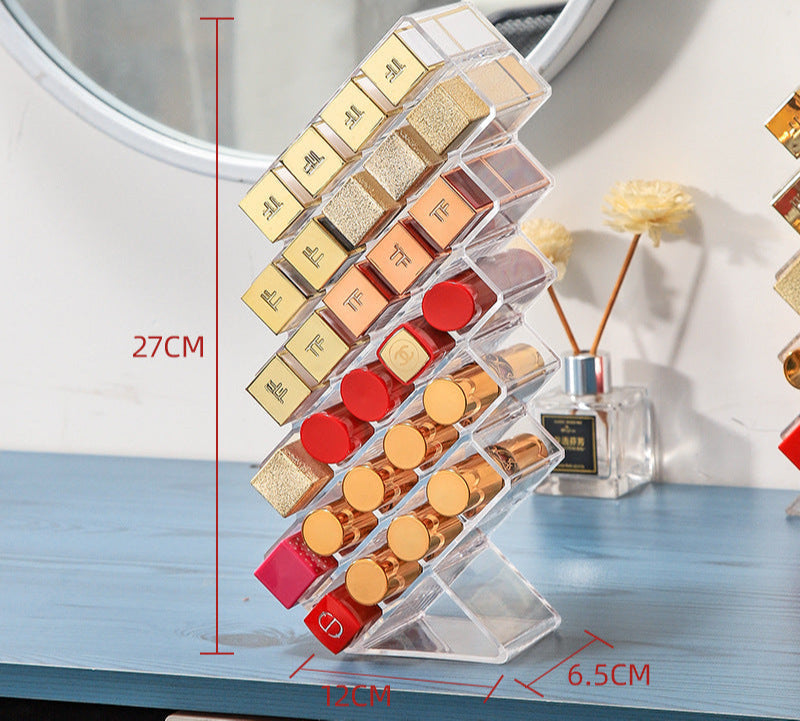 Net red lipstick storage box dust-proof desktop lip glaze multi-cell cosmetic lipstick rack storage finishing box with transparent cover
