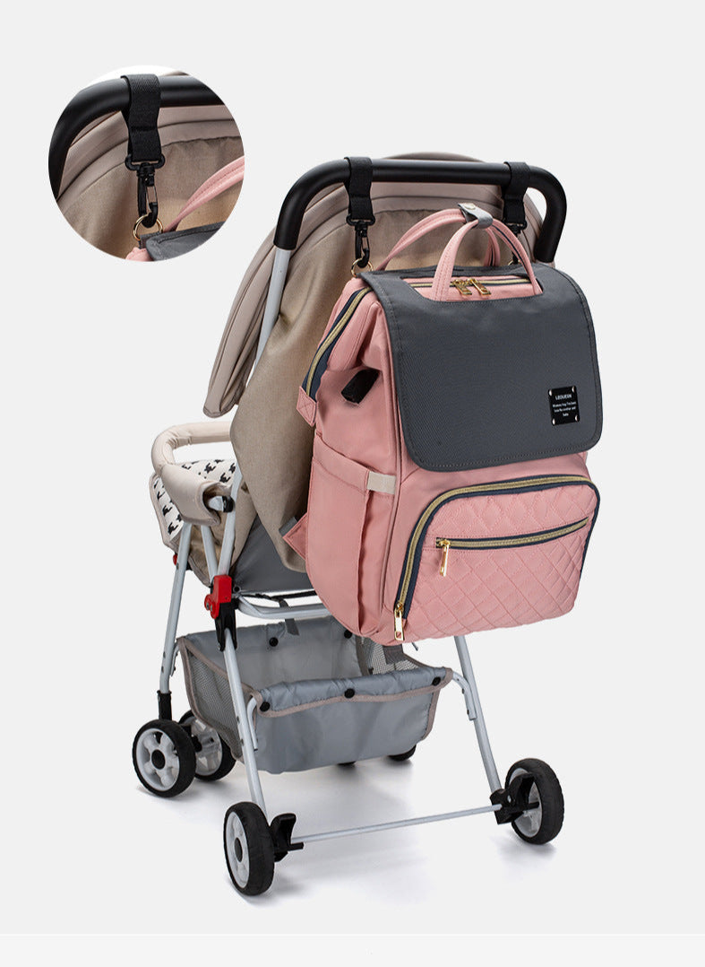 LEQUEEN foreign trade new mother bag multifunctional large-capacity baby diaper bag double shoulder milk bag mother and baby bag