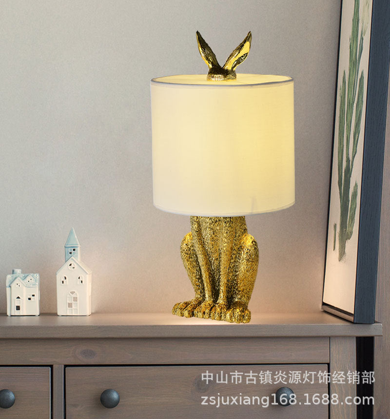 Nordic post-modern minimalist design bedroom bedside lamp restaurant study masked rabbit resin creative rabbit table lamp