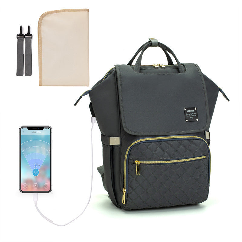 LEQUEEN foreign trade new mother bag multifunctional large-capacity baby diaper bag double shoulder milk bag mother and baby bag