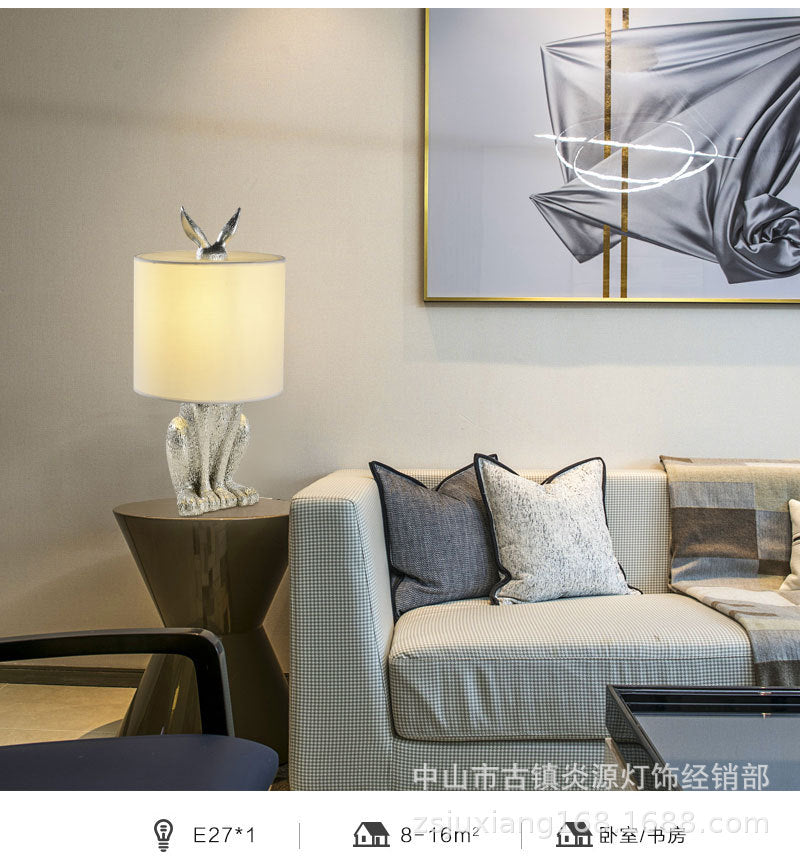 Nordic post-modern minimalist design bedroom bedside lamp restaurant study masked rabbit resin creative rabbit table lamp