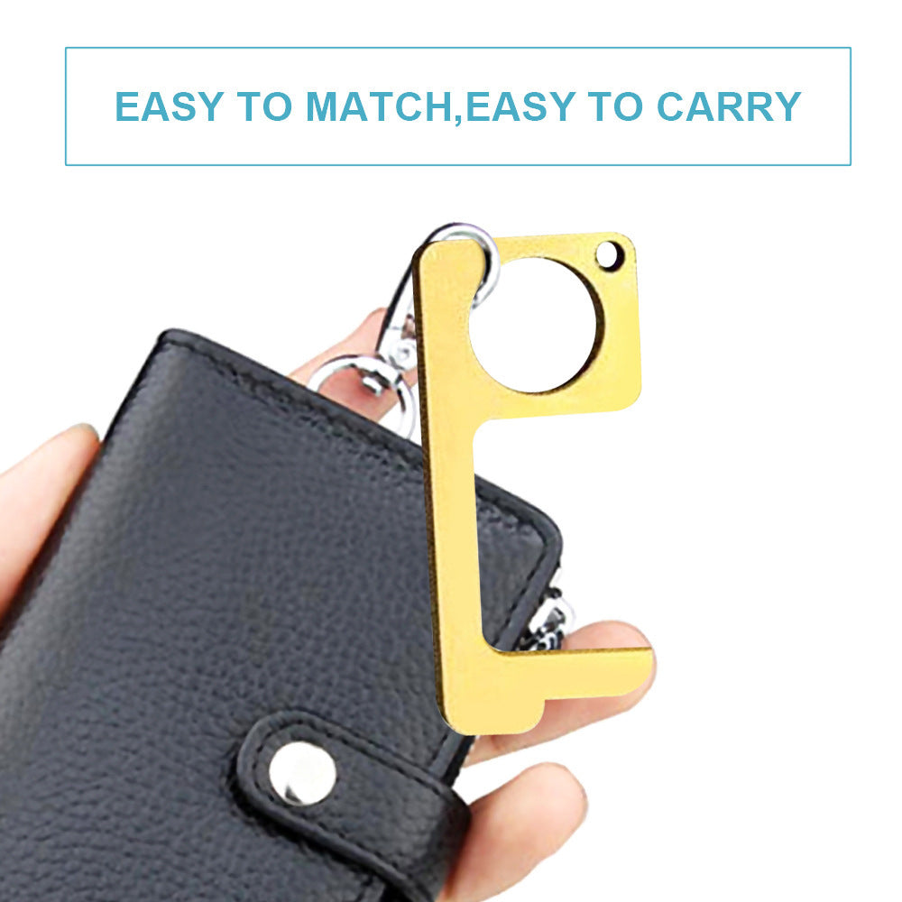 EDC door opener antibacterial anti-epidemic anti-virus brass anti-contact protection isolation key ring pendant zero contact