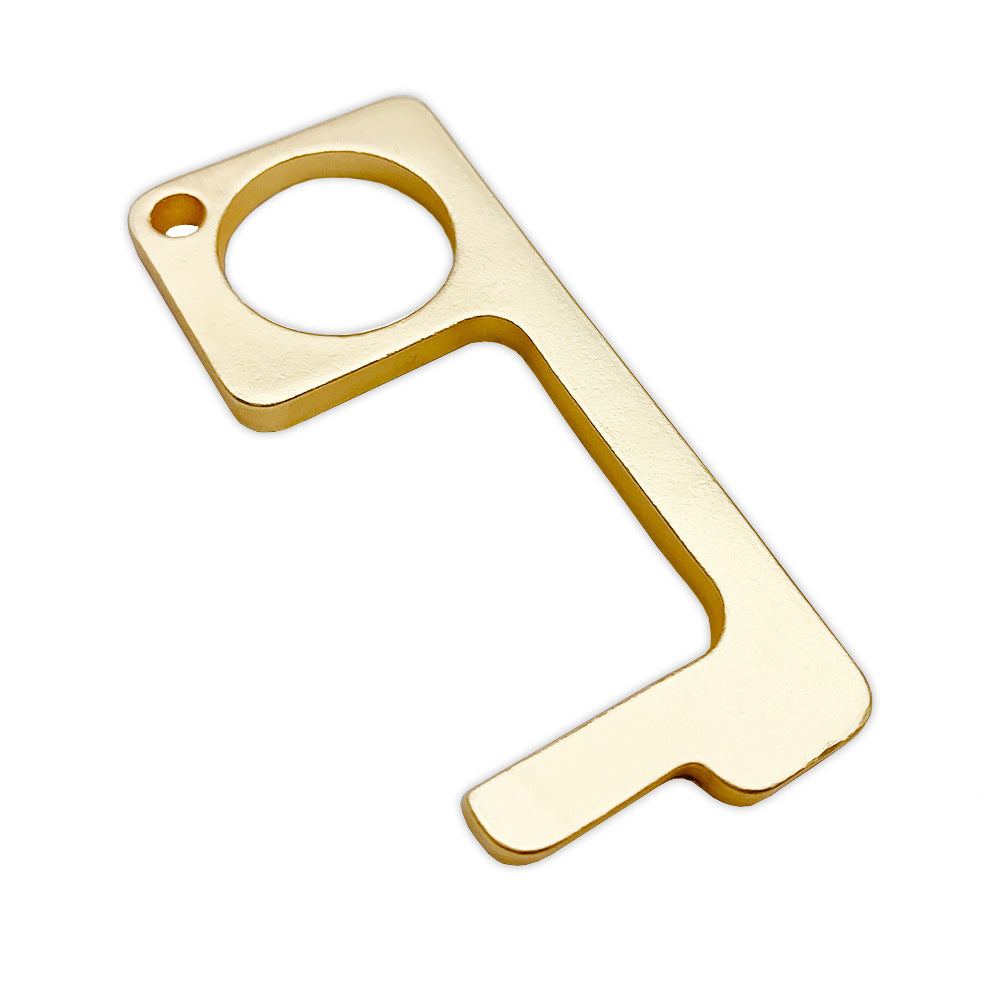 EDC door opener antibacterial anti-epidemic anti-virus brass anti-contact protection isolation key ring pendant zero contact