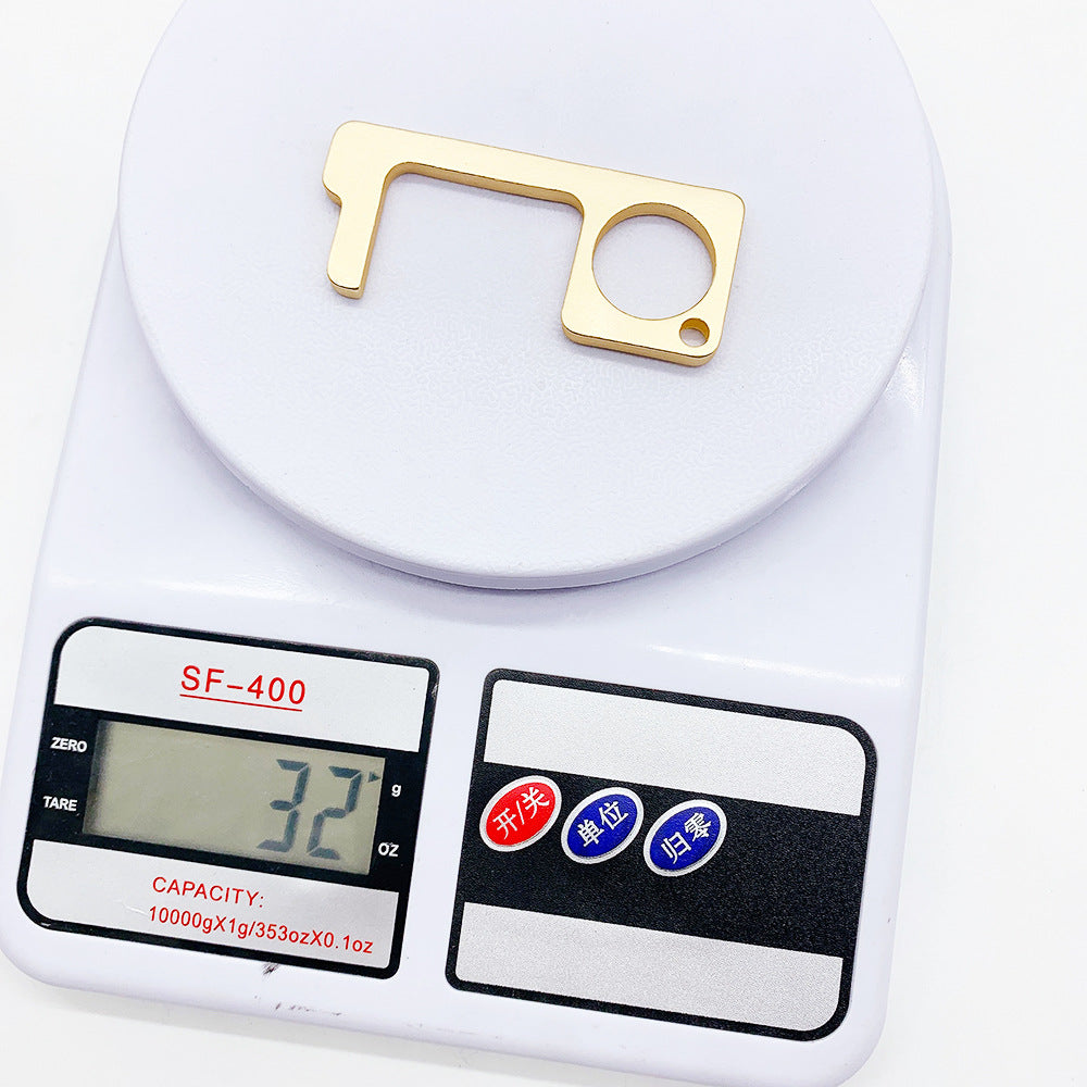 EDC door opener antibacterial anti-epidemic anti-virus brass anti-contact protection isolation key ring pendant zero contact