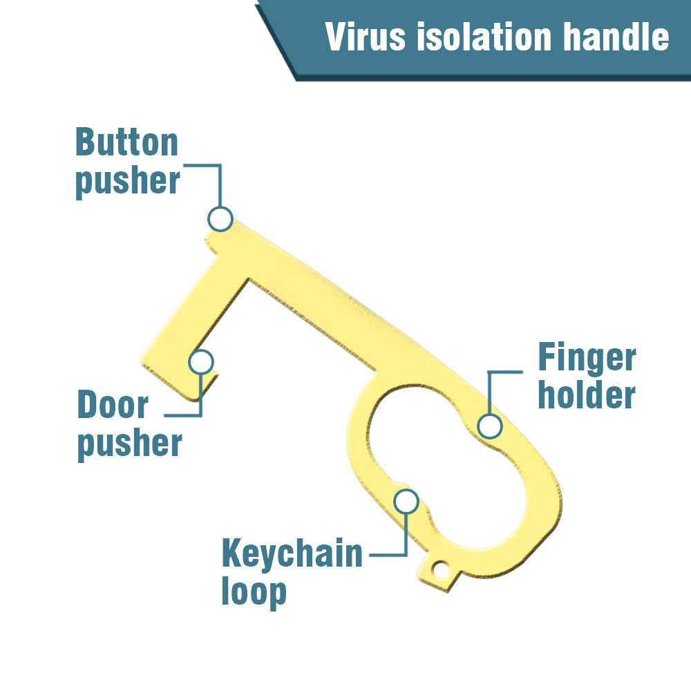 EDC door opener antibacterial anti-epidemic anti-virus brass anti-contact protection isolation key ring pendant zero contact