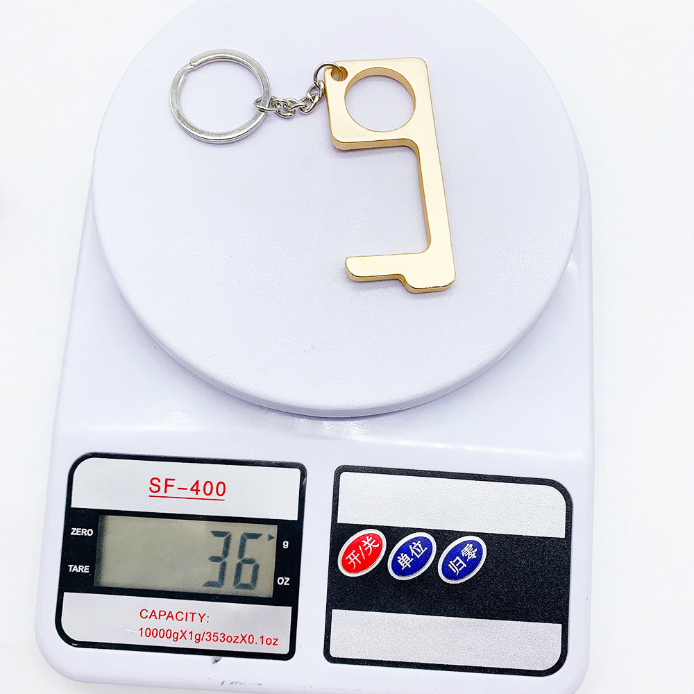 EDC door opener antibacterial anti-epidemic anti-virus brass anti-contact protection isolation key ring pendant zero contact