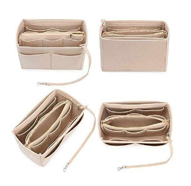 Felt Cosmetic bag with wallet Insert Bag For Handbag Organizer Storage bag (w/Detachable Zip Pocket) Fits Neverfull Speedy