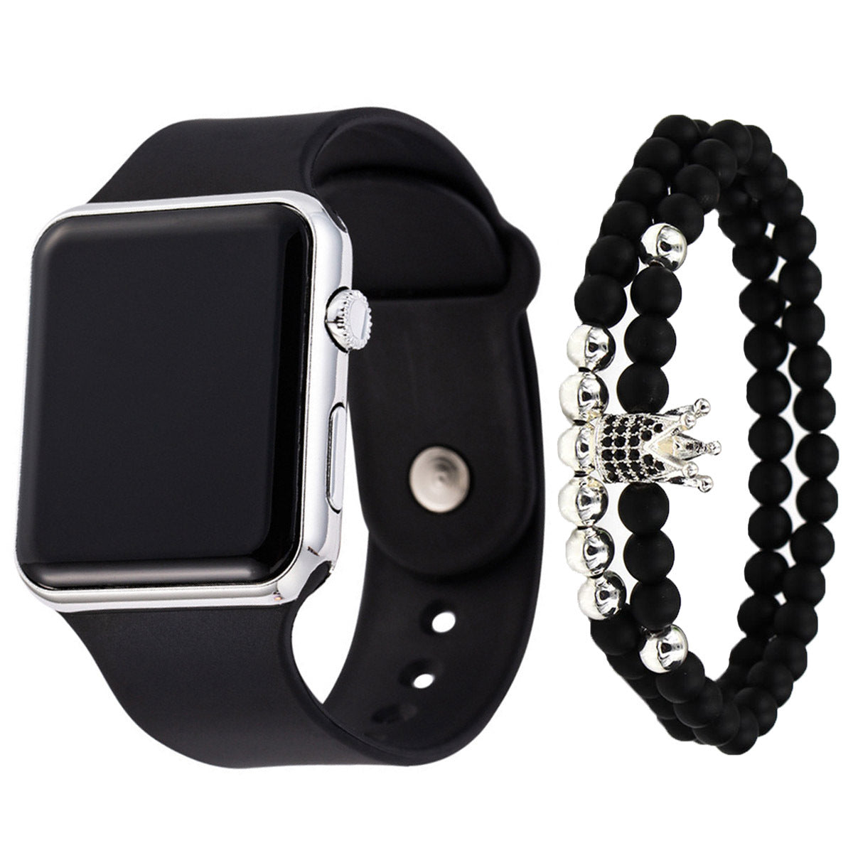 3pcs/set men's fashion simple LED silicone electronic watch + bracelet set in stock wrist watch