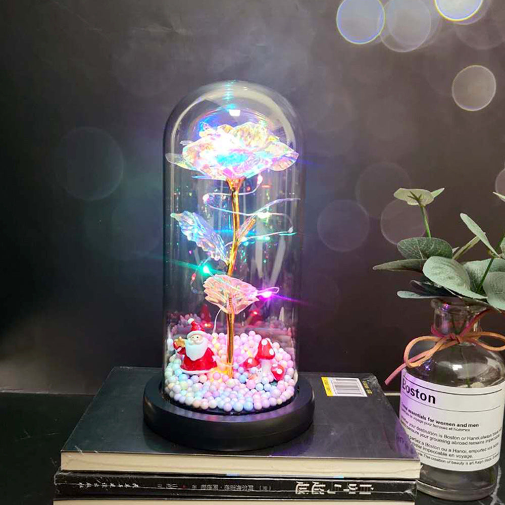 Manufacturer gold leaf rose glass cover led lamp immortal simulation flower Valentine's day gift creative gift decoration ornaments