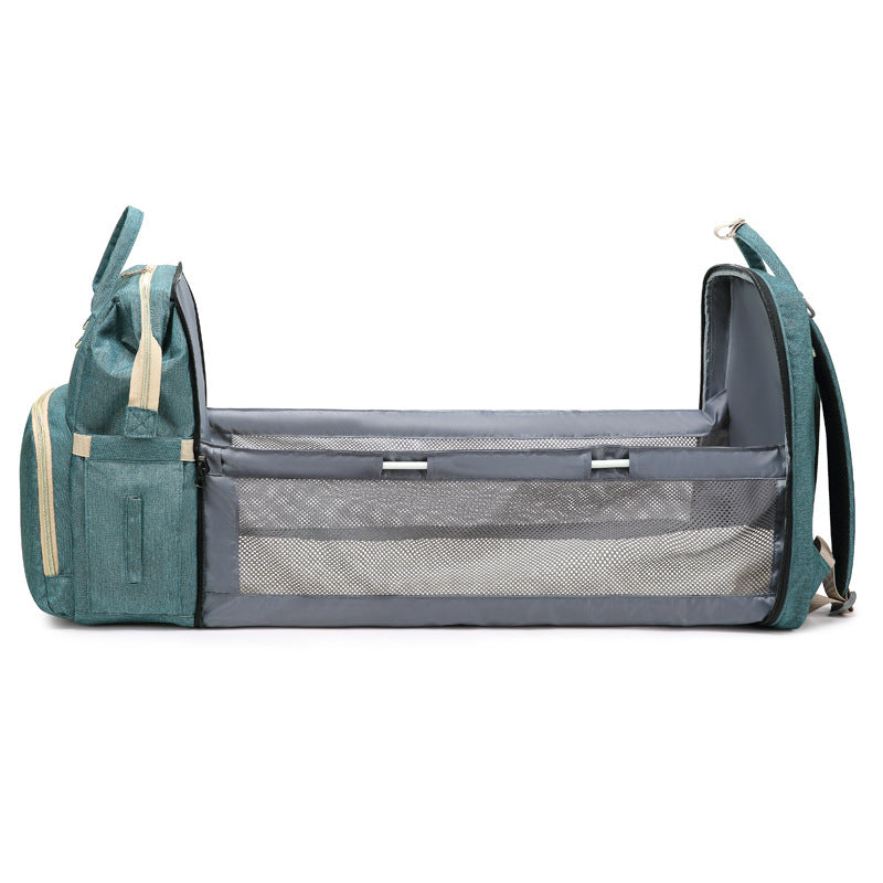 2020 New Portable Folding Crib Mummy Bag Multifunctional Large Capacity Going Out Mother and Baby Bag Backpack