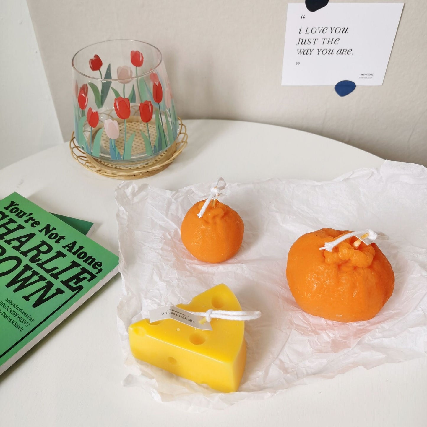 South Korea ins cube ugly orange lemon cheese soy wax aroma candle home decoration photo props