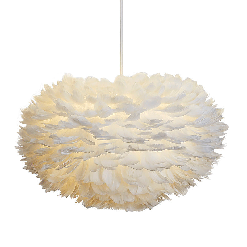 Feather lamp Nordic bedroom lamp warm and romantic bedside decoration small chandelier lamp shade net red ins girl children's room lamp