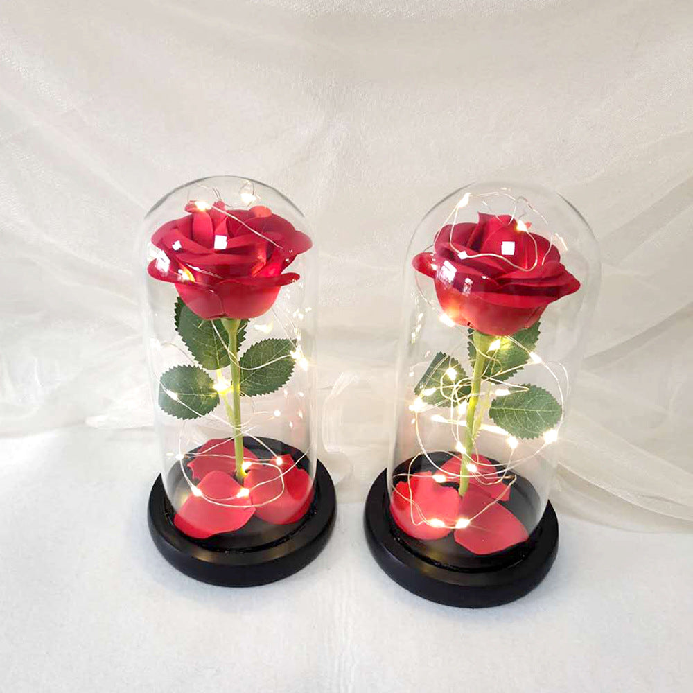 Manufacturer gold leaf rose glass cover led lamp immortal simulation flower Valentine's day gift creative gift decoration ornaments