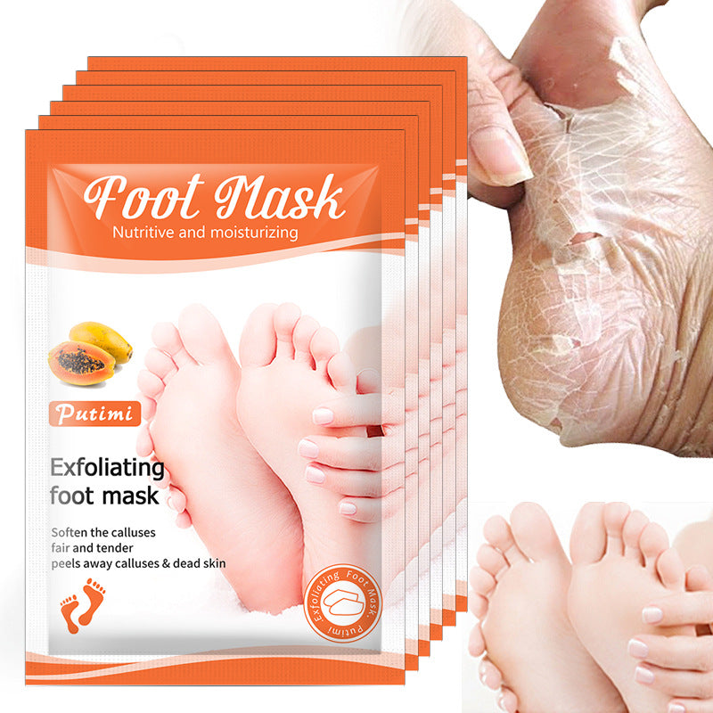 Putimi papaya peeling foot mask tender heel dry chapped whitening moisturizing care foot factory direct sales