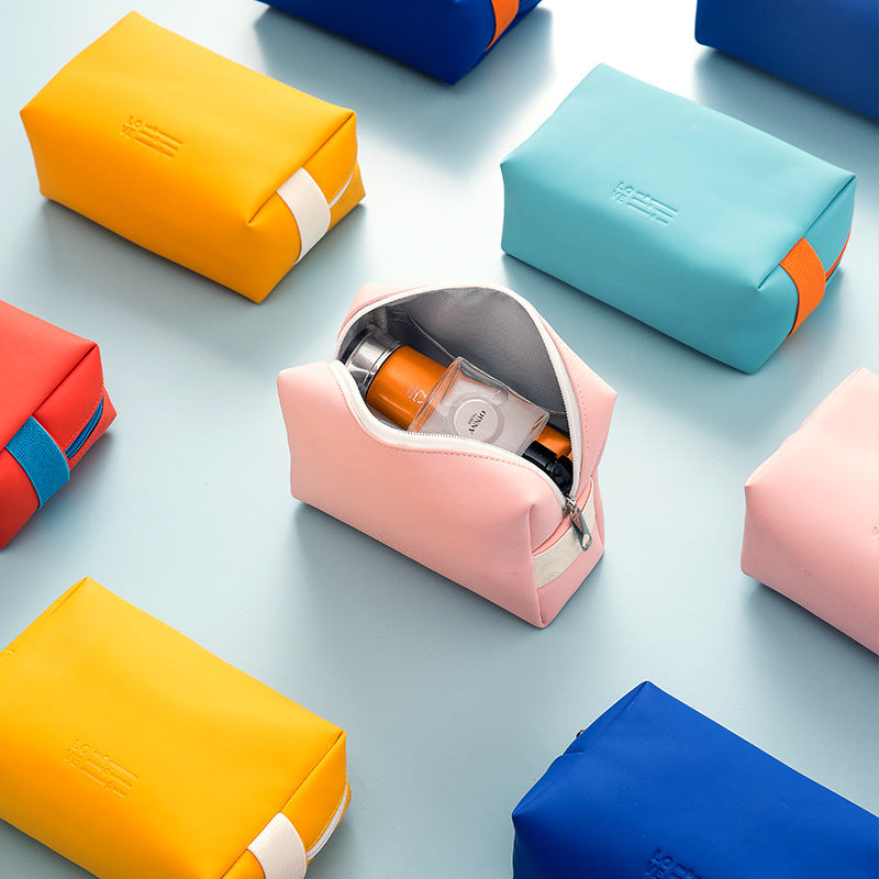 ins wind solid color cosmetic bag PU hand storage bag cosmetic bag mini storage bag customization