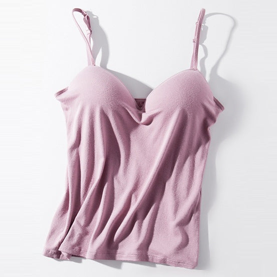 One-piece sports camisole with chest padbra-top steel-free bottoming shirt