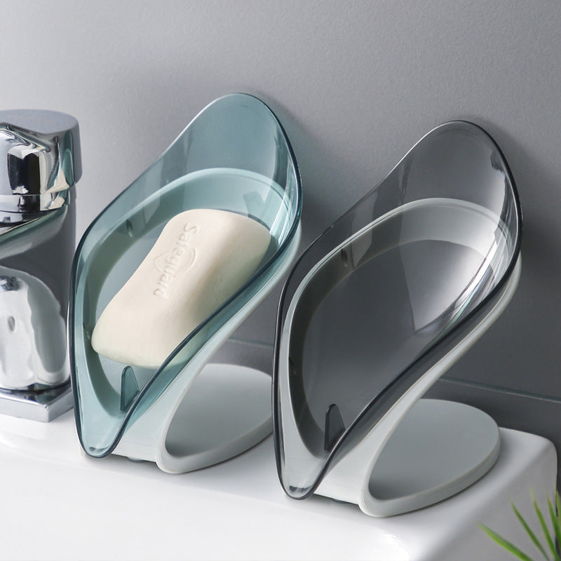 Douyin Creative Transparent Leaf-shaped Soap Dish Bathroom Toilet Free Punch Drain Soap Rack Leaf Soap Dish