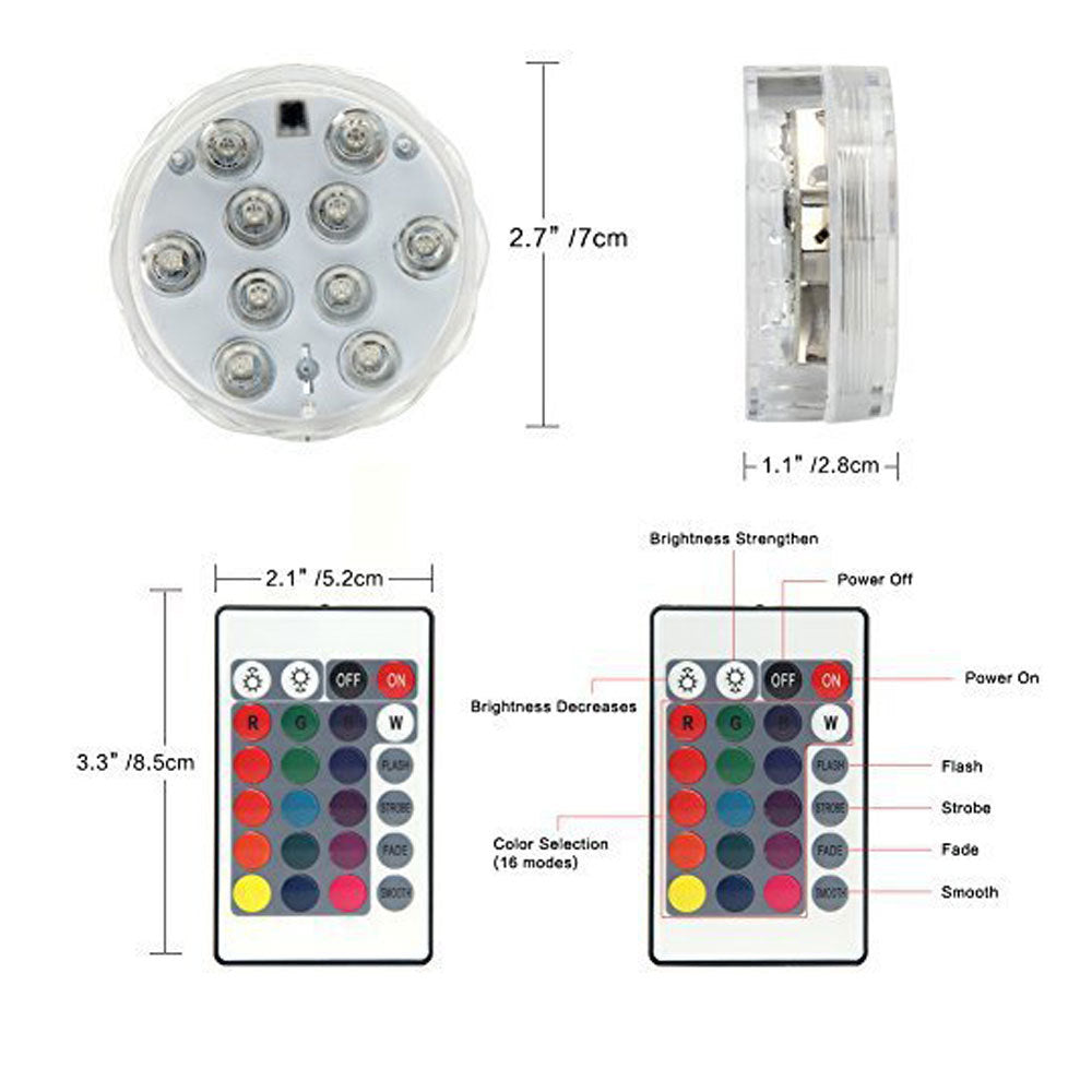 Diving knob light aquarium waterproof light colorful underwater waterproof light highlight remote control water tank light