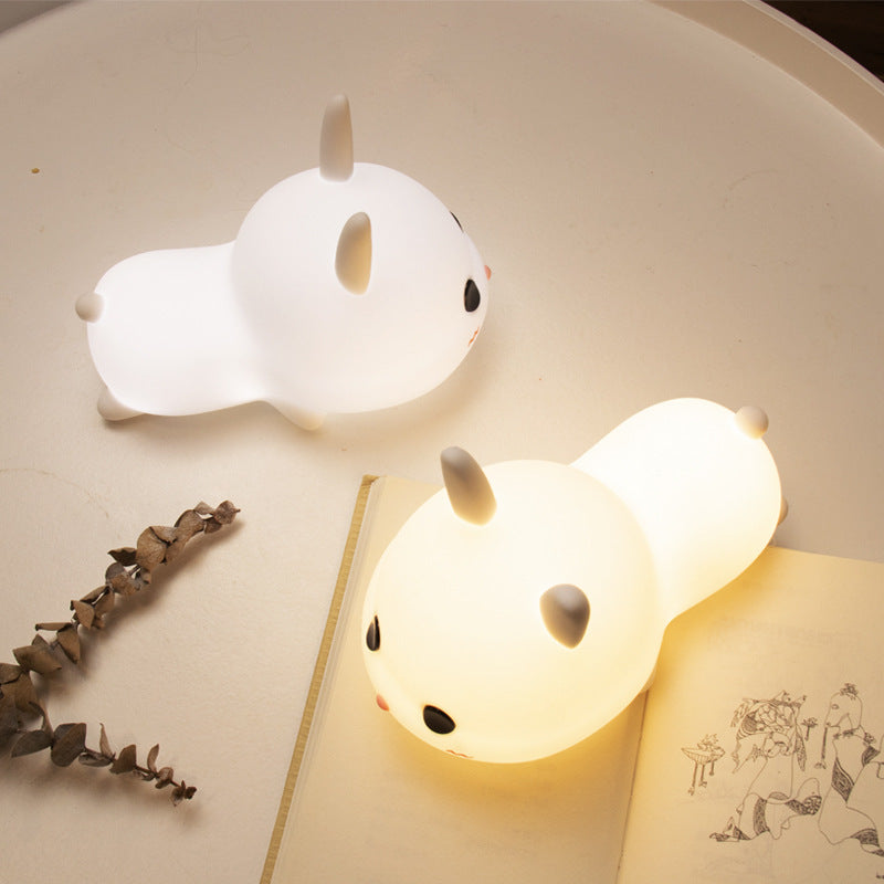 Cute little rabbit with sleeping silicone lamp new usb rechargeable baby feeding bedside lamp children cartoon night light gift
