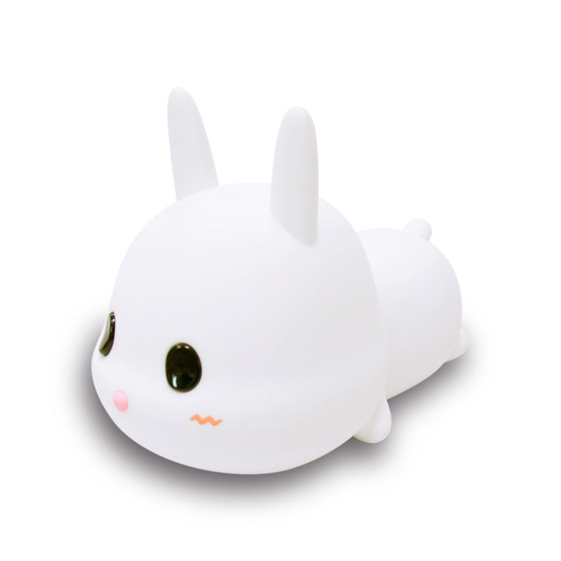 Cute little rabbit with sleeping silicone lamp new usb rechargeable baby feeding bedside lamp children cartoon night light gift