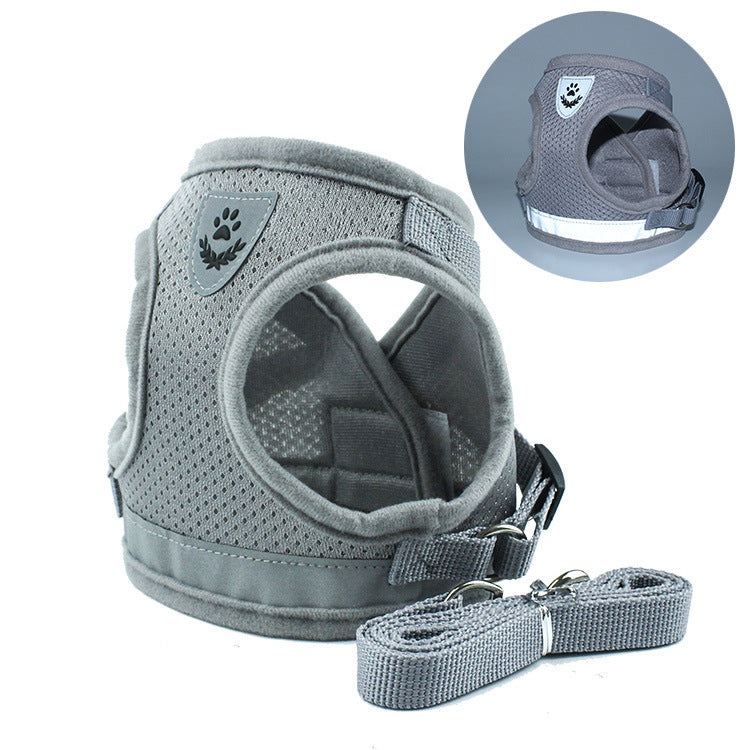 Cross-border hot style pet chest harness vest-style dog leash reflective dog rope pet supplies wholesale