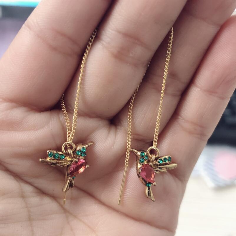 Cross-border hot-selling jewelry red mixed zirconium wings bird earrings new arrival new factory direct sales