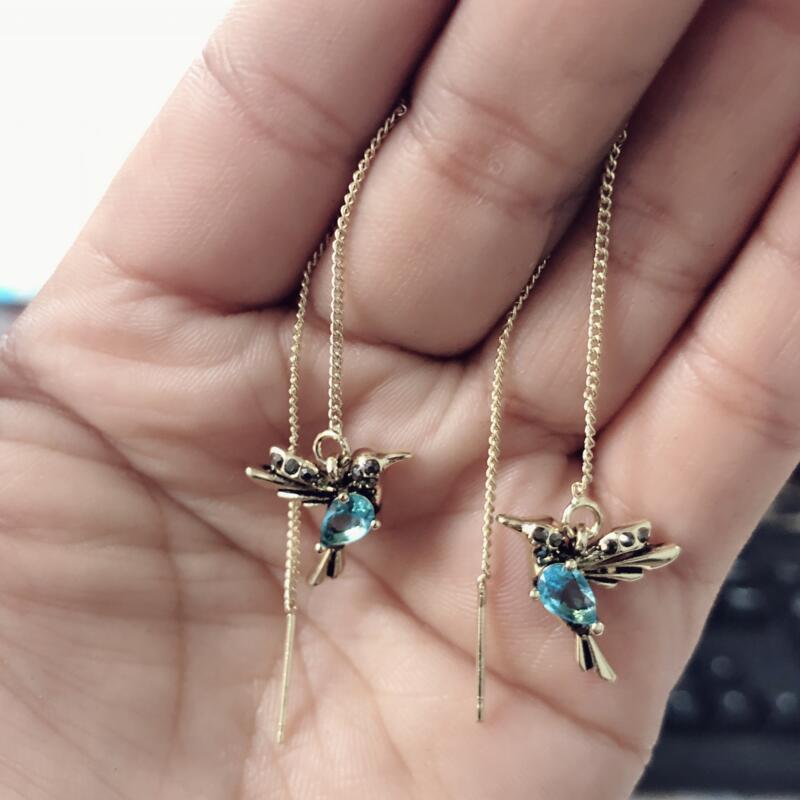 Cross-border hot-selling jewelry red mixed zirconium wings bird earrings new arrival new factory direct sales