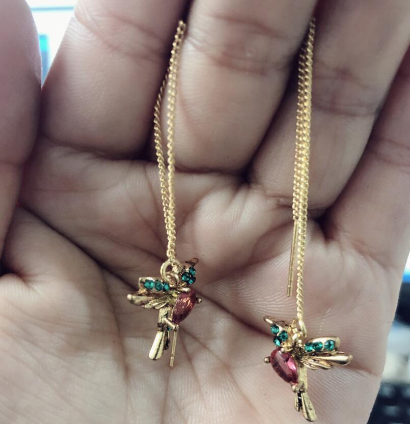 Cross-border hot-selling jewelry red mixed zirconium wings bird earrings new arrival new factory direct sales