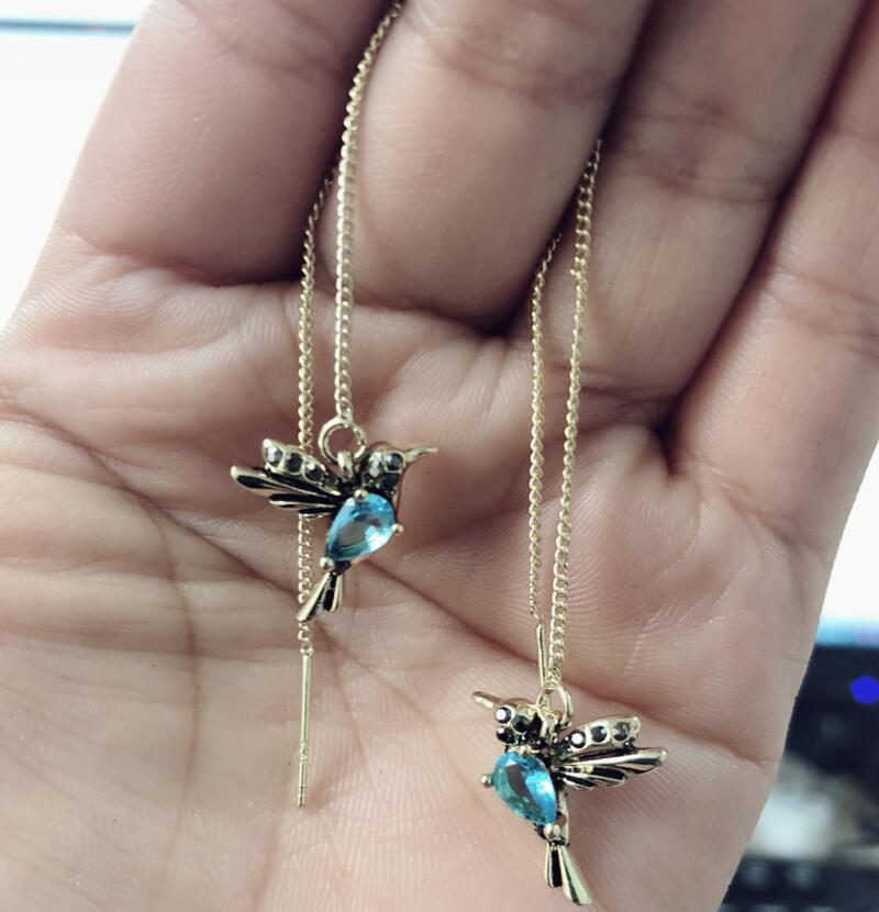 Cross-border hot-selling jewelry red mixed zirconium wings bird earrings new arrival new factory direct sales