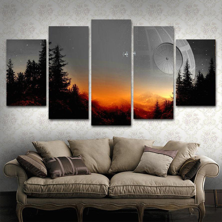 Modern modular picture mural framed 5 pieces of dead tree paintings living room prints movie posters and prints