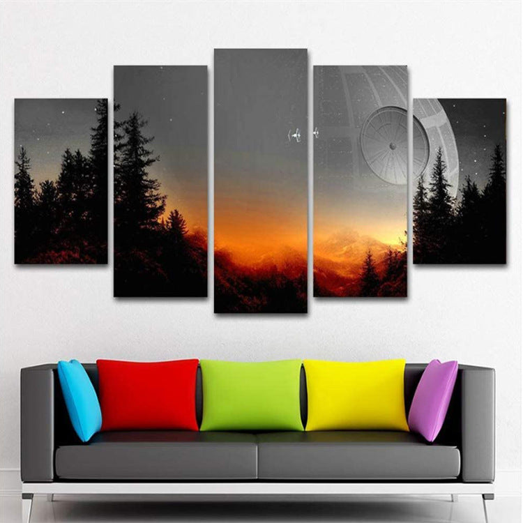 Modern modular picture mural framed 5 pieces of dead tree paintings living room prints movie posters and prints