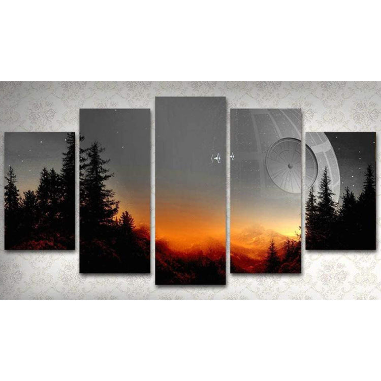 Modern modular picture mural framed 5 pieces of dead tree paintings living room prints movie posters and prints