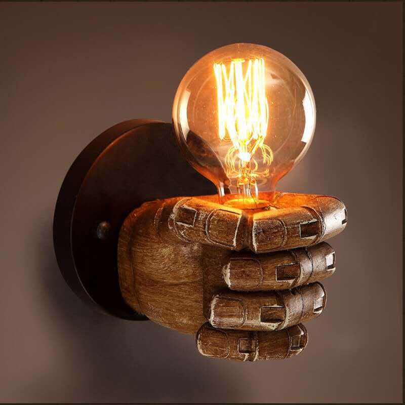 Retro resin fist wall lamp Cross-border European style bar restaurant cafe decorative wall lamp Left hand right hand wall lamp