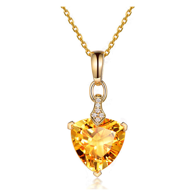 Small fresh citrine bracelet 18k golden diamond ring topaz heart-shaped earrings simple love necklace set