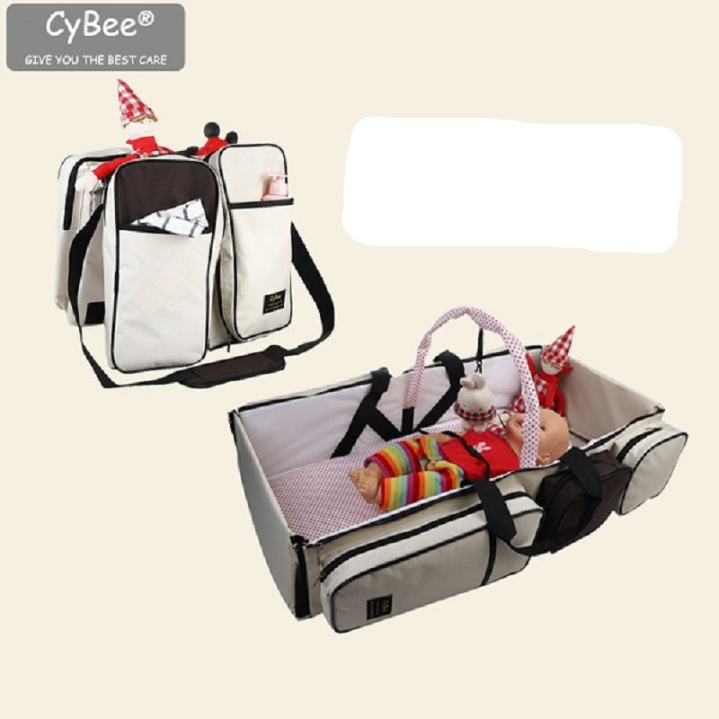 One-shoulder mommy bag baby multifunctional folding bed portable portable maternal and child bag mosquito net travel crib bed