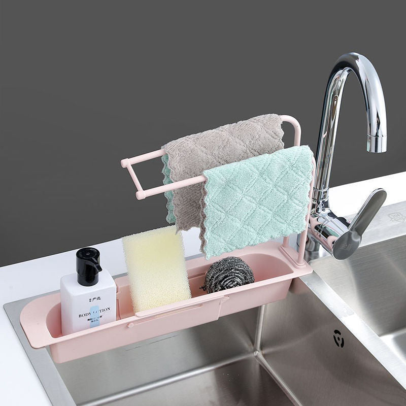 NEW Telescopic Sink Rack Holder Expandable Storage Drain Basket For Home Kitchen Household Adjustment Rack Home Kitchen Storage