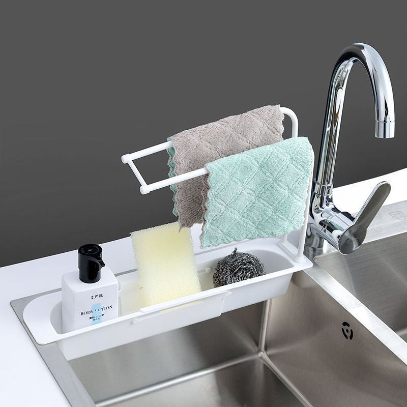 NEW Telescopic Sink Rack Holder Expandable Storage Drain Basket For Home Kitchen Household Adjustment Rack Home Kitchen Storage
