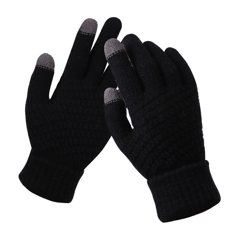 Factory direct wholesale winter gloves lovers knitted gloves jacquard brushed gloves winter touch screen gloves